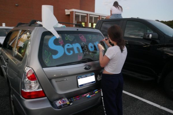 Senior Isabelle Schneider during the car decorating 