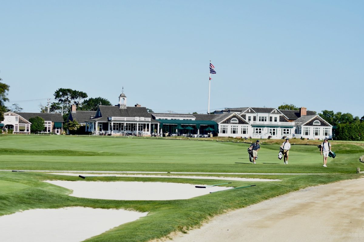 Schumacher and Borruso approaching 1st Green at Westhampton Country Club during a recent match.
